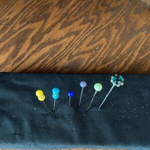 Beautiful Antique Multicolored Round Hat Pins. Lot of 6.